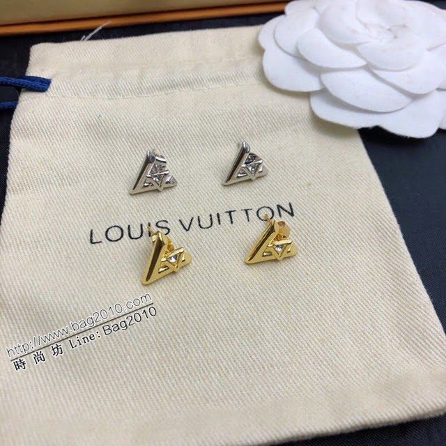 Louis Vuitton新款飾品 路易威登經典字母v單鑽耳釘 LV簡約字母耳環  zglv2193